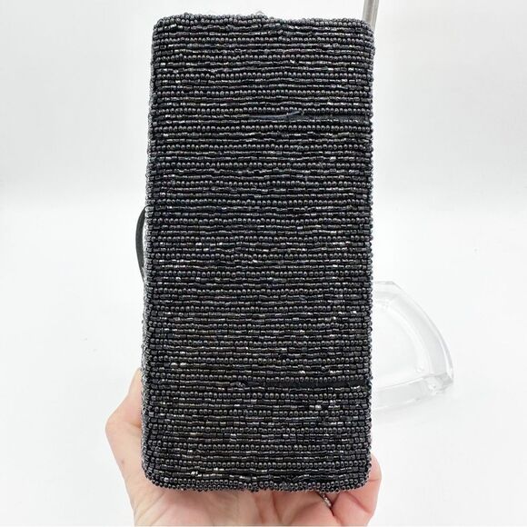 La Regale Vintage Black Beaded Rectangle Box w/Double Satin Handles Unique - Picture 6 of 12